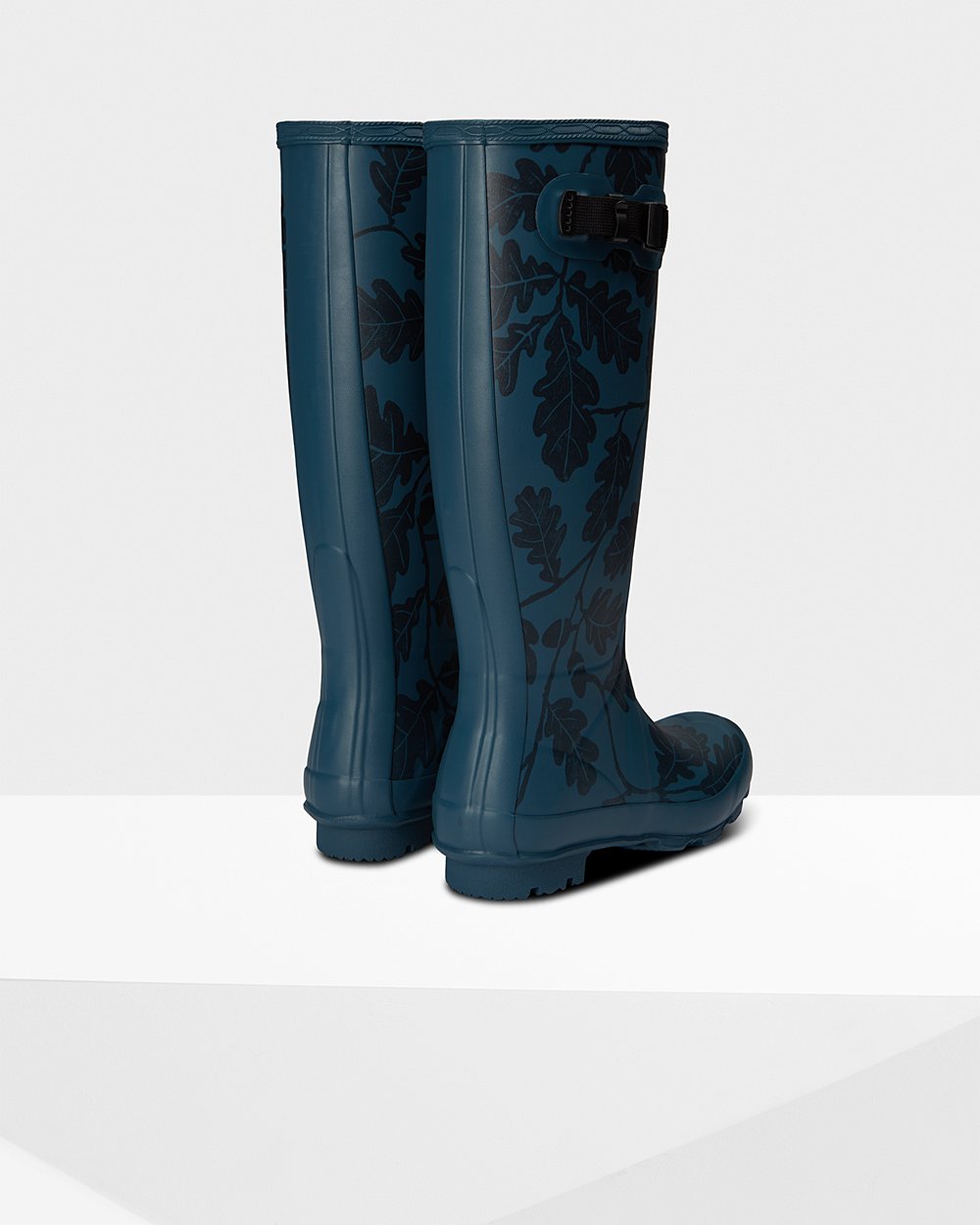 Botas de Lluvia Altas Hunter Mujer - National Trust Print Norris Field - Azules - QBIPTZY-24